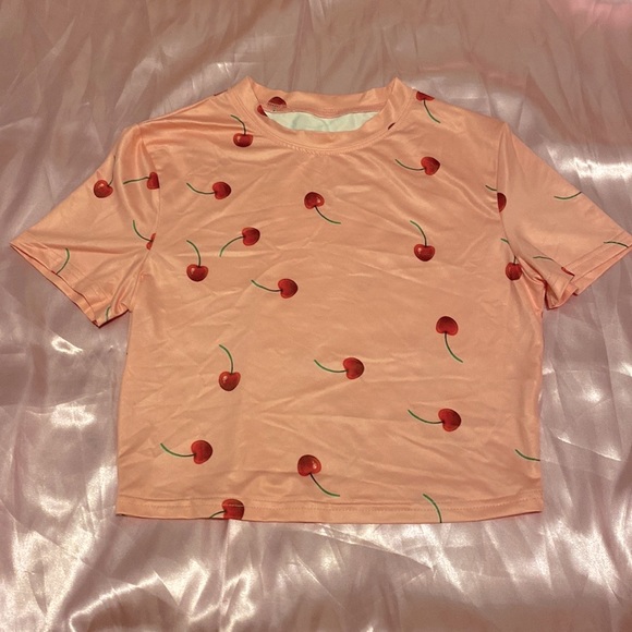 Y2K Cherry Swim Coverup Top - Picture 3 of 3